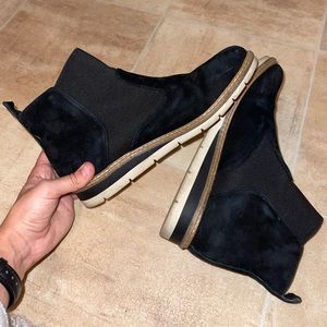 Black Suede Adam Tucker Booties, Size 6